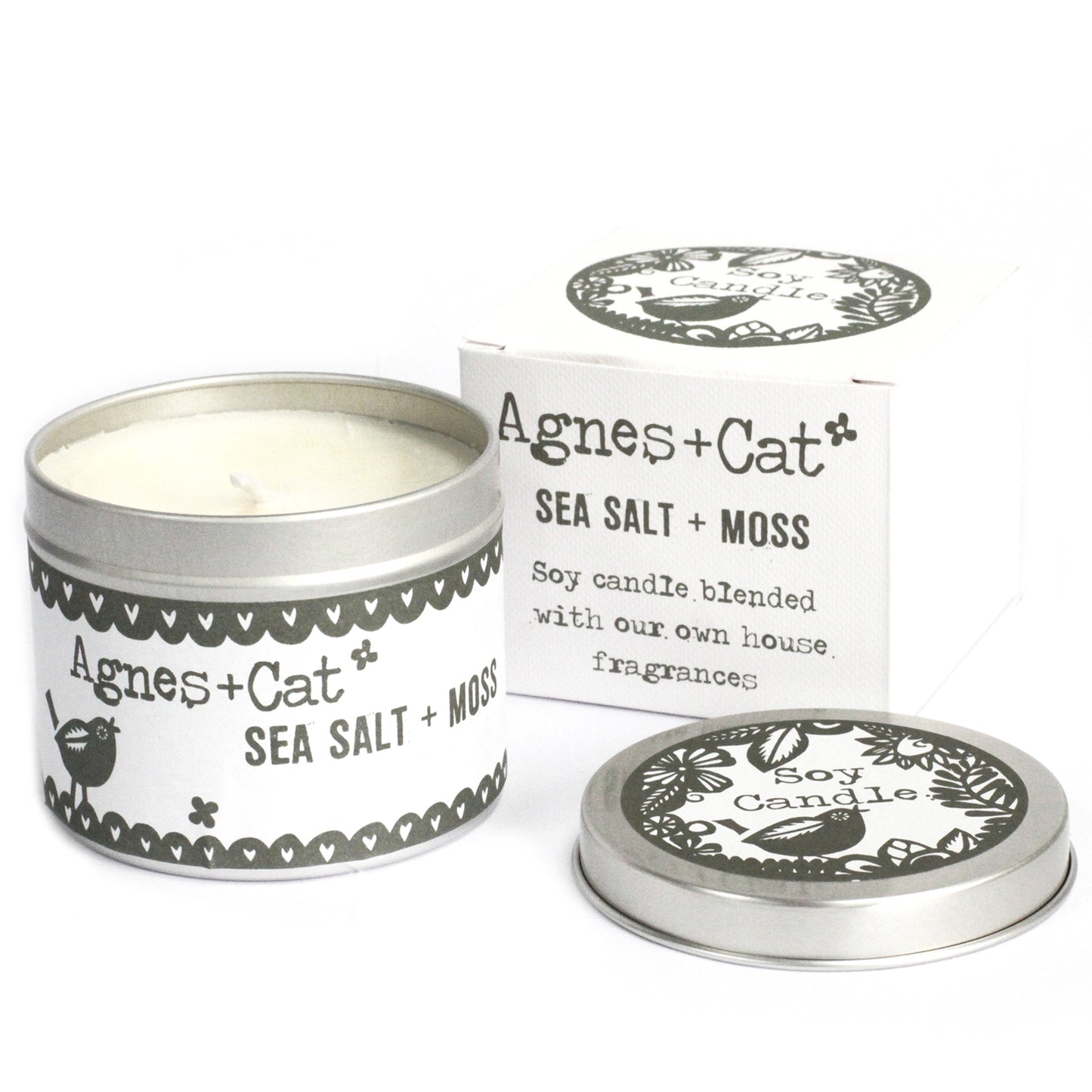 Sojavax Kerti í Dós – Sea Salt & Moss - Vinsælasti Ilmurinn