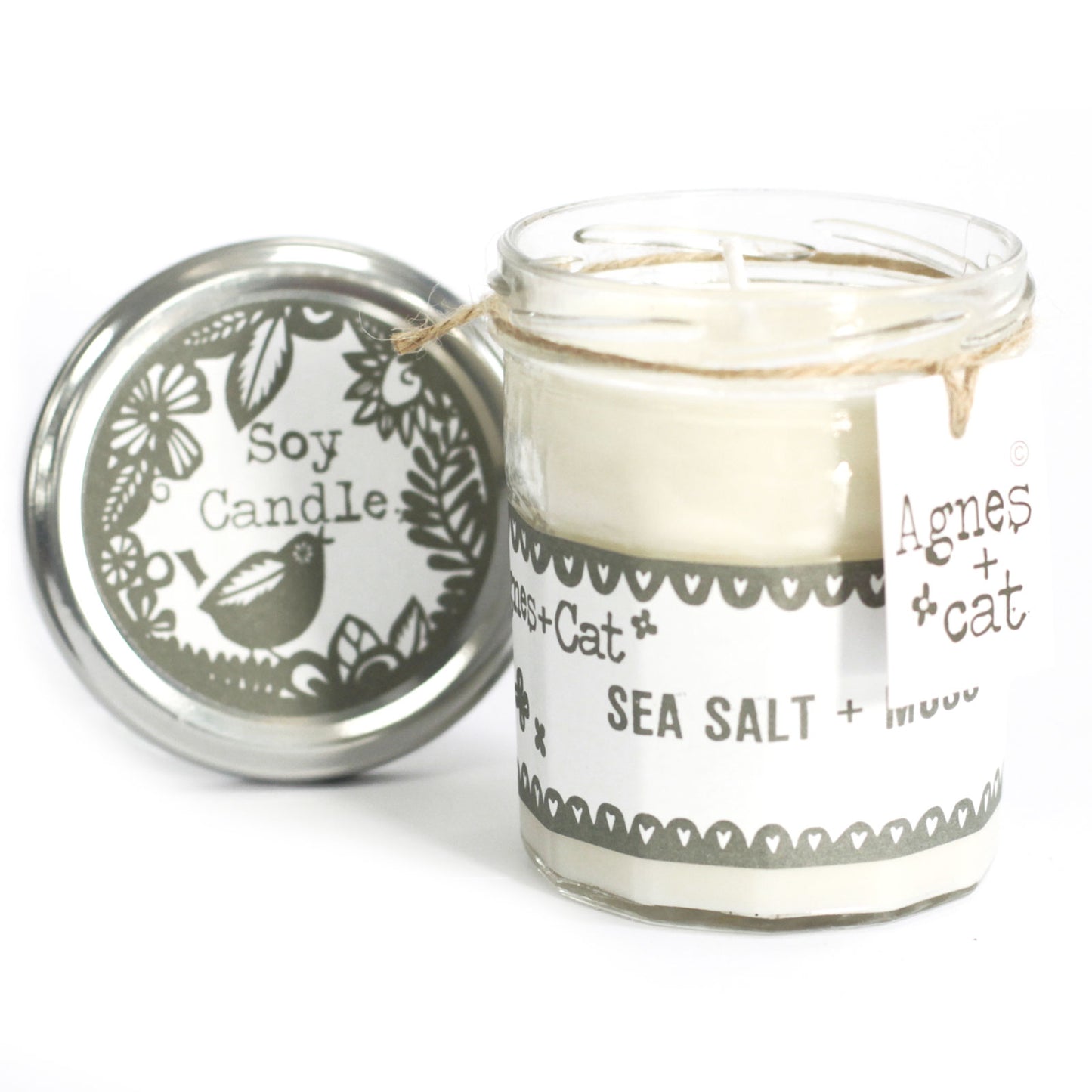 Sojavax Kerti í glerkrukku – Sea Salt & Moss - Vinsælasti Ilmurinn