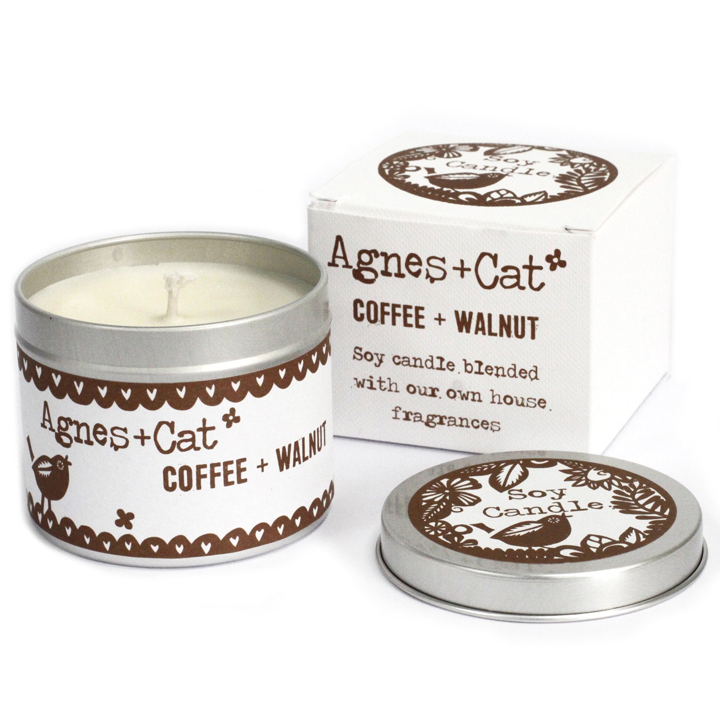 Sojavax kerti í dós - Coffee & Walnut