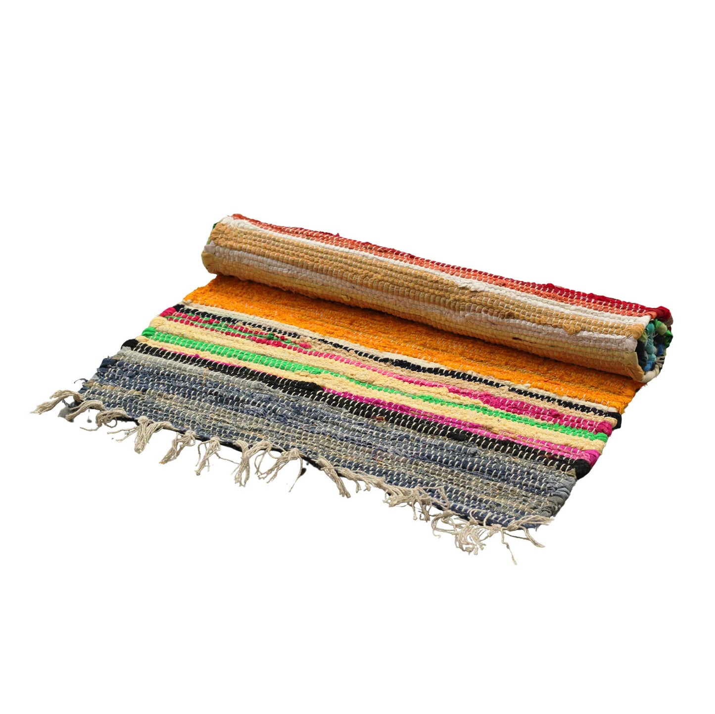 Indversk Rag Rug Motta - Handgerð úr endurunnum efnum