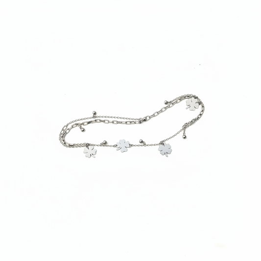 Silfur fjögurra blaða smára armband