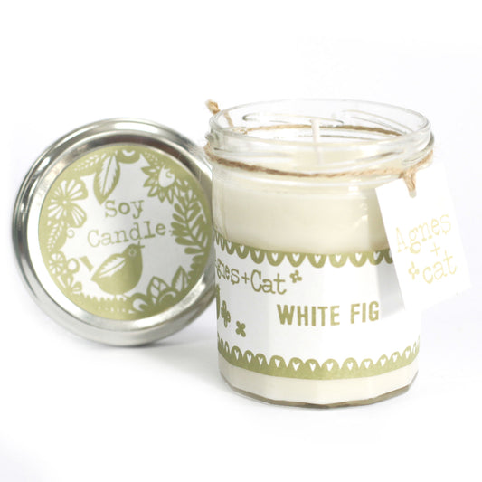Sojavax kerti í glerkrukku- White Fig