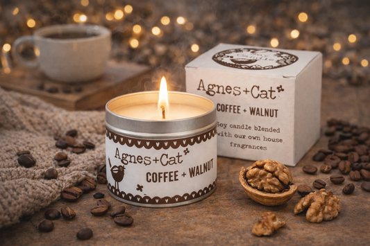 Sojavax kerti í dós - Coffee & Walnut