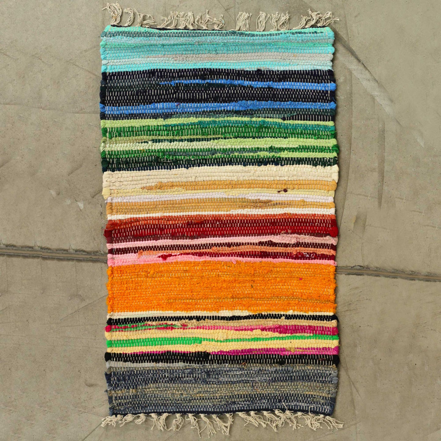 Indversk Rag Rug Motta - Handgerð úr endurunnum efnum