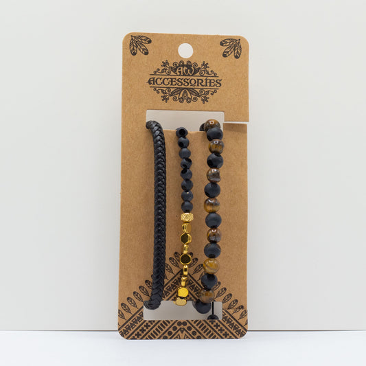 Leðurarmbands-sett fyrir herra