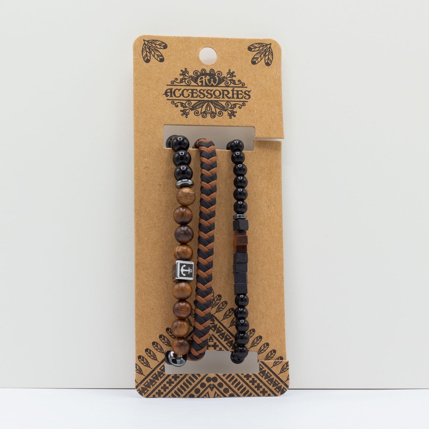 Leður armbands-sett fyrir herra