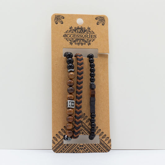 Leður armbands-sett fyrir herra