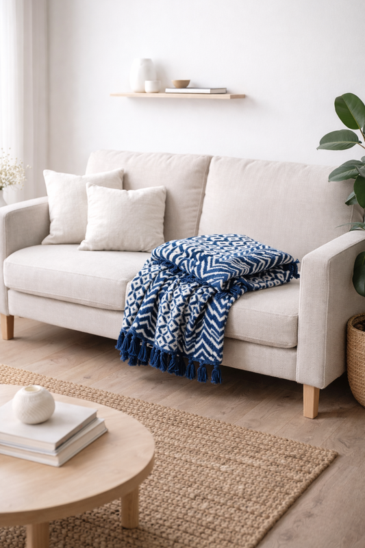 Handgerð Indigo teppi 170*120 cm