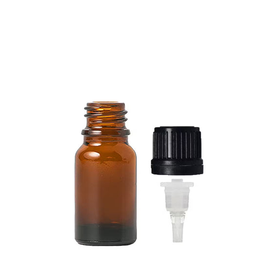 10 ml Amber  glerflaska með dropateljara og innsigluðum öryggistappa
