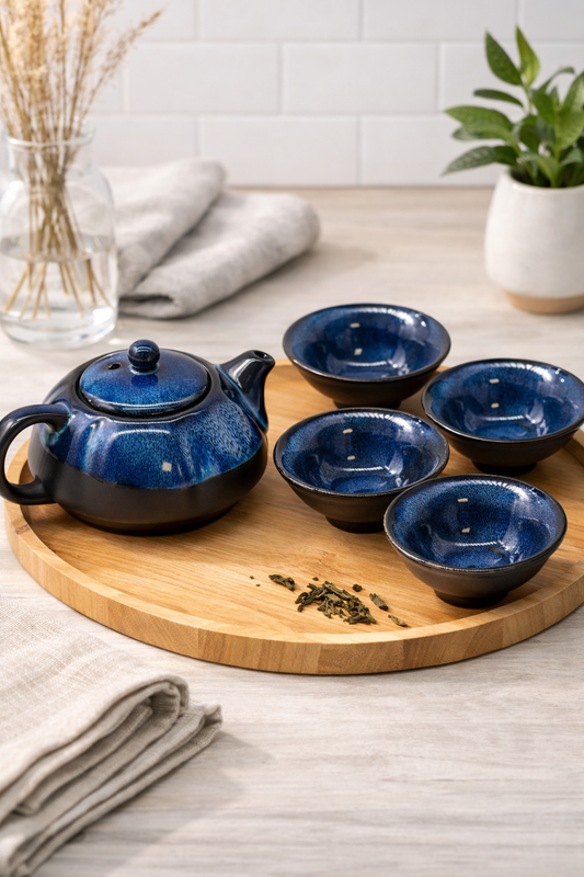 Lítið tepotta-sett - kermik blátt