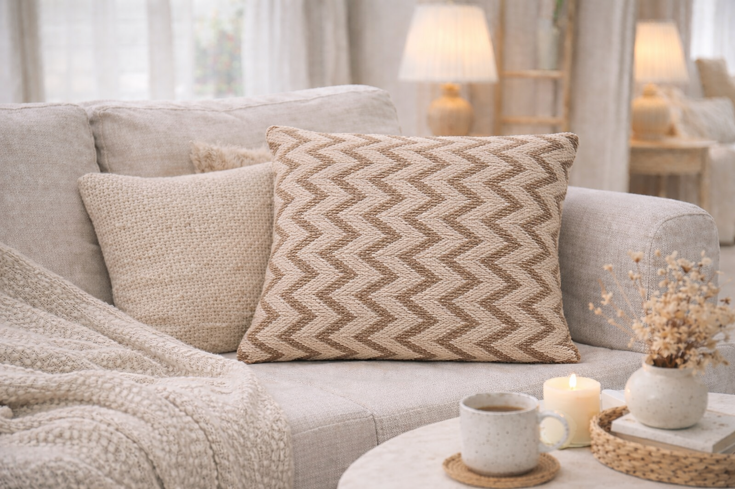 Púðaver - Herringbone 40×40 cm | Indverskt Geometrískt Mynstur