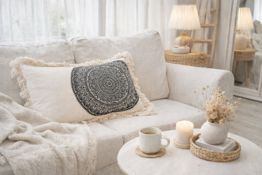 Púðaver - Mandala svart mynstur 30*50 cm