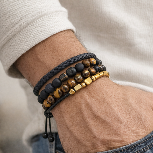 Leðurarmbands-sett fyrir herra