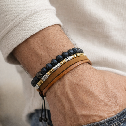 Leðurarmbands-sett fyrir herra