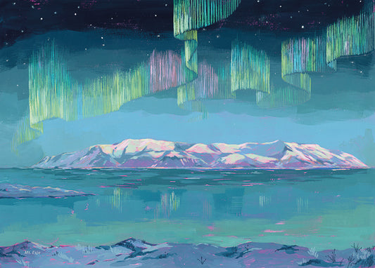 Esja norðurljós - eftirprent eftir Lindu Ólafsdóttir